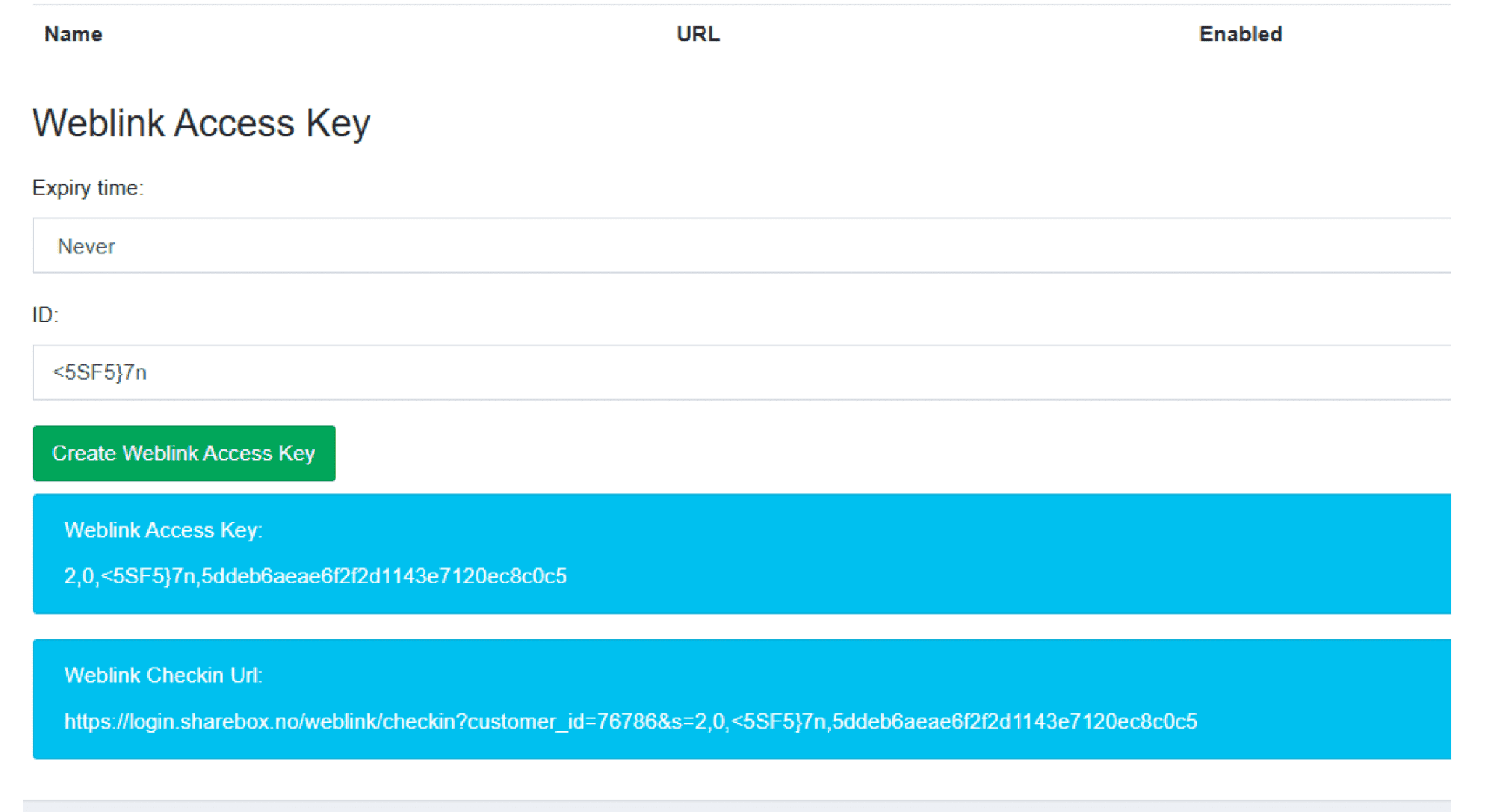Weblink Access Key